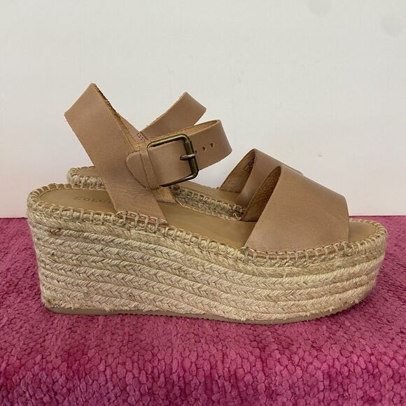 Soludos Minorca Platform Espadrille Sandals Nude Tan Leather Size 8 - Picture 2 of 11